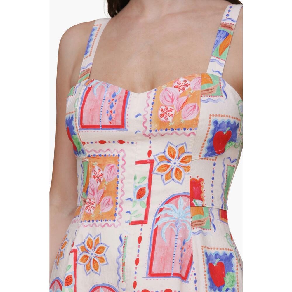 Avec Les Filles Sweetheart Neck Stamp Print Cotton Mini Sundress | Women’s 8 - Picture 3 of 11